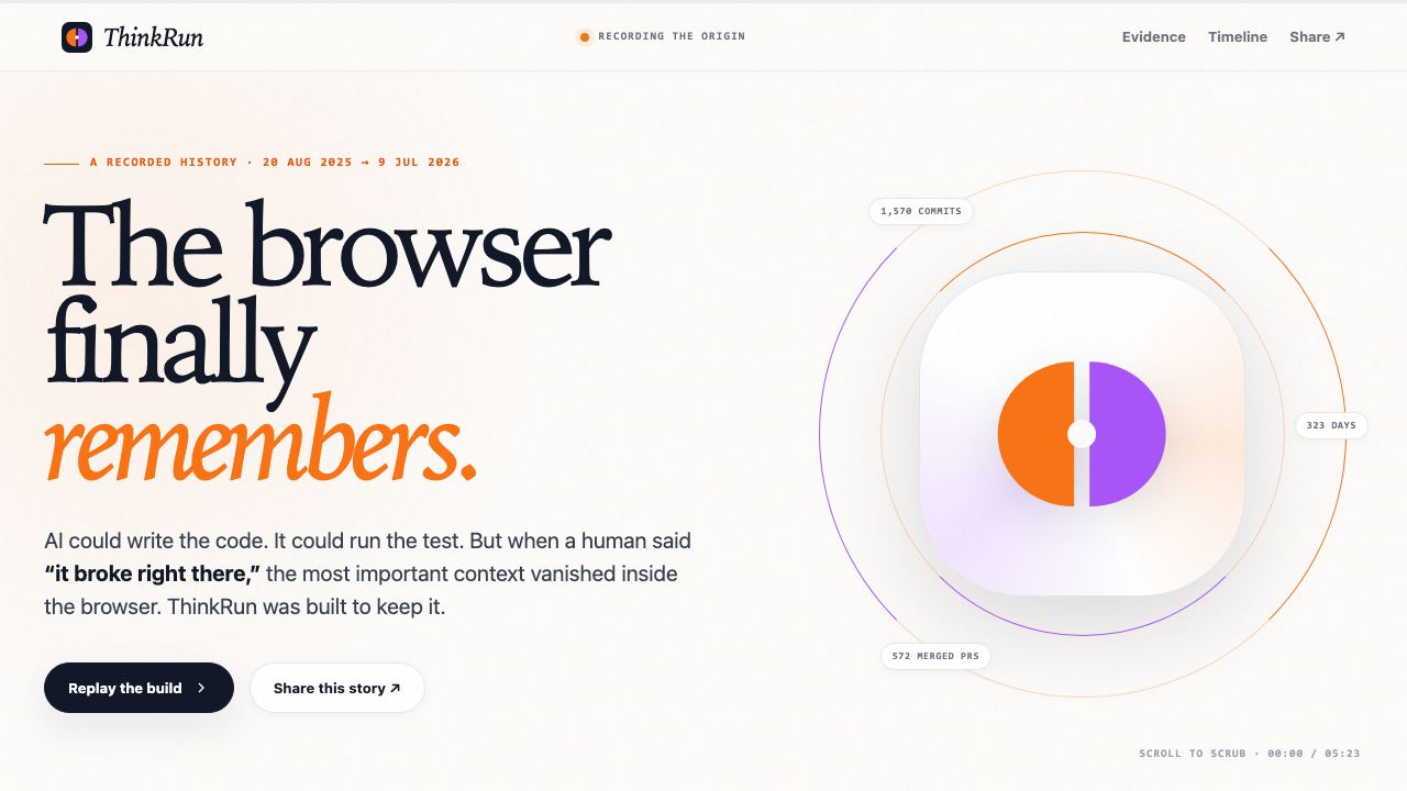 Preview of ThinkRun — The browser finally remembers