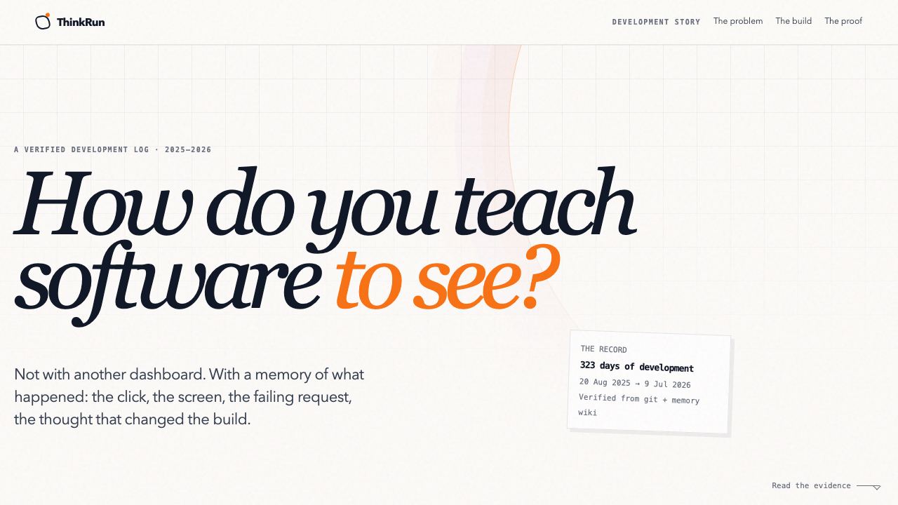 Preview of ThinkRun — 323 days to teach software how to see